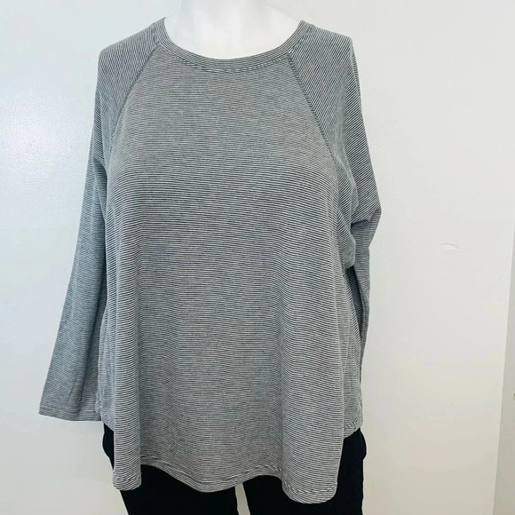 Calvin Klein Performance Blouse Top Woman 1X Stripe Raglan Long Sleeve Quick Dry - Picture 1 of 10